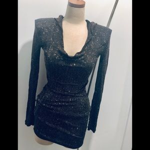 Rare runway Brian Lichtenberg gold hooded dress